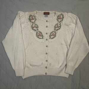 Worthington Vintage Cottagecore Pearl Button Floral Cardigan Sweater - Size L